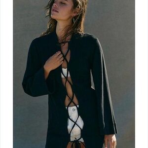 Free People Black Lace-Up Tunic